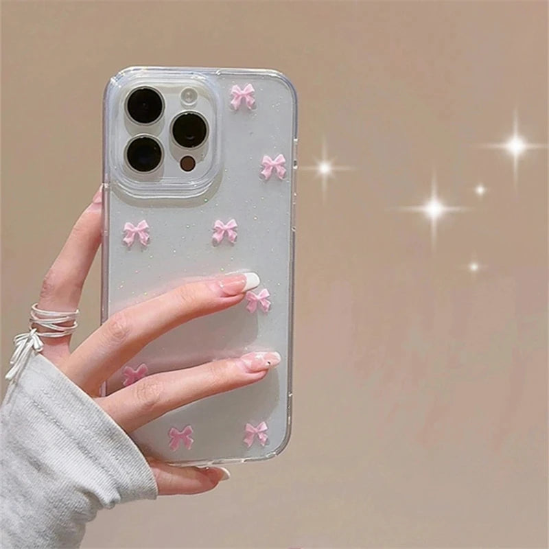 Cute Pink Bowknot Phone Case For iPhone