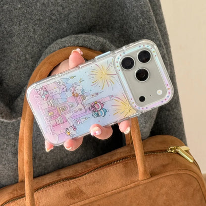 Pink Gilded Drip Glue Castle Kitty Cat For iPhone Case