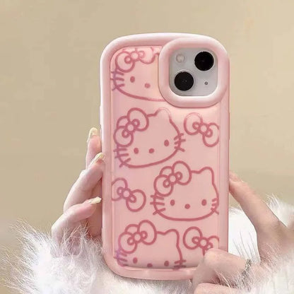 Hello Kitty Ins Pink Girl Line KT Phone Case For iPhone