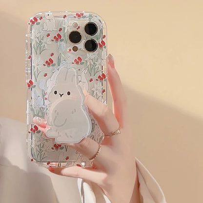 Cute Rabbit Grip Holder Phone Case For iPhone