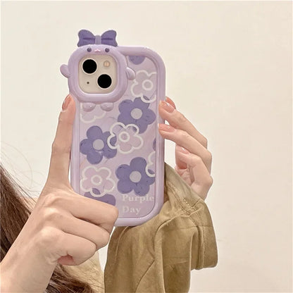 3D Bow-knot Little Monster Lens Phone Case for IPhone