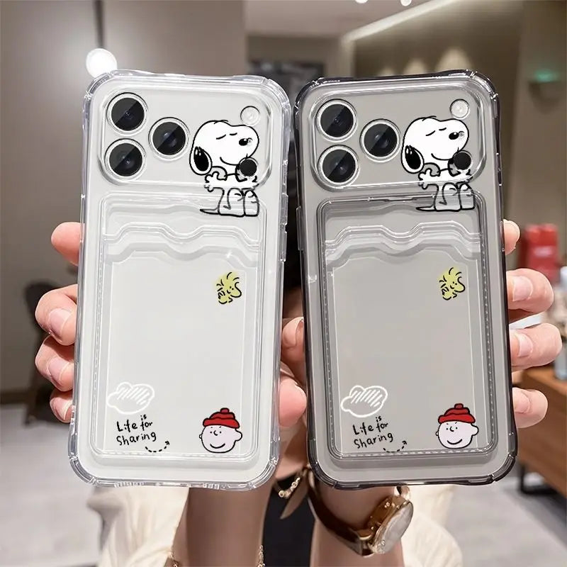 Anime Snoopy Soft Card Slot Pocket Phone Case Protective Case For iPhone