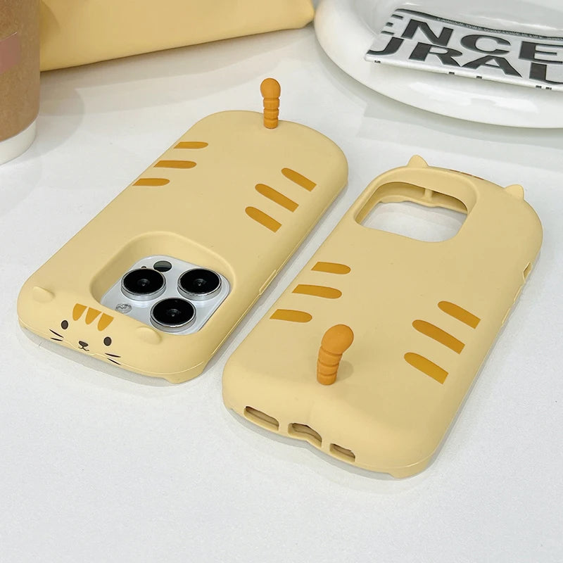 Sweet Cute Cat Tail Yellow Silicone Phone Case