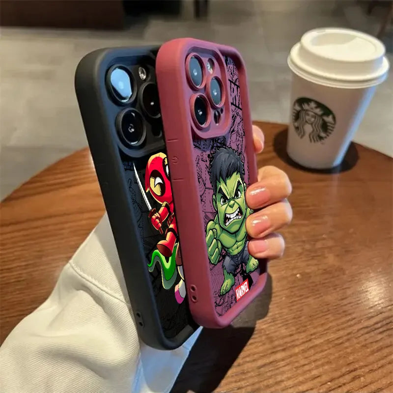 Funny Deadpool Hulk Cute Phone Case For iPhone
