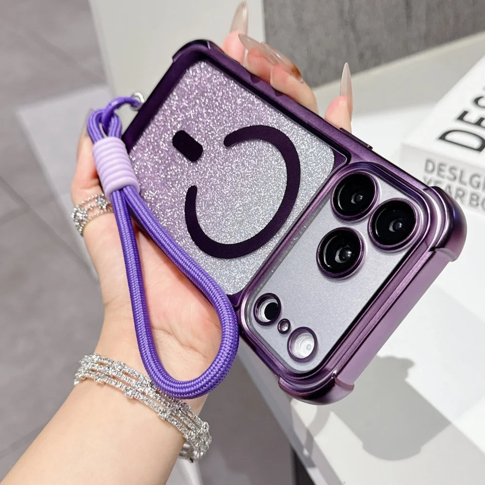 Glitter For Magsafe Lanyard Plating Case  For iPhone