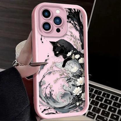 Oil Painting Artistic Cat Phone Case For iPhone
