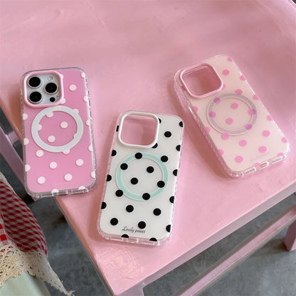 Fashion Simple Pink Polka Dot Magnetic Phone Case For iPhone