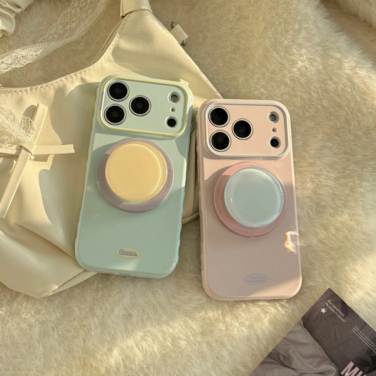 Korean Macaron Candy Colors Bracket Magnetic Phone Case For iPhone
