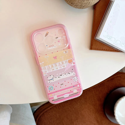 Korean Splicing Cartoon Spotted Puppy Bowknot Pattern Phone Case For iPhone