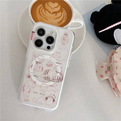 Kawaii Cartoon Cat Magnetic Phone Case