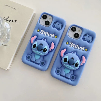 Cute Stitch Head Grip Tok Holder Silicon Soft Phone Case For iPhone