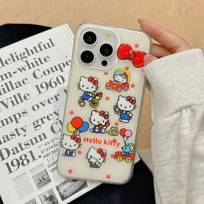 Hello Kitty Bicycle Balloon Strap Stand Phone Case For iPhone