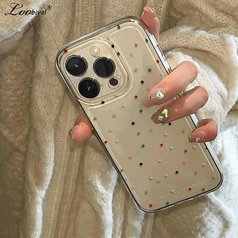 Colorful Polka Dot Transparent Case For iPhone