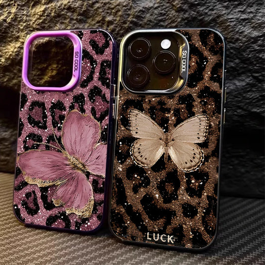 Butterfly Leopard Phone Case For iPhone