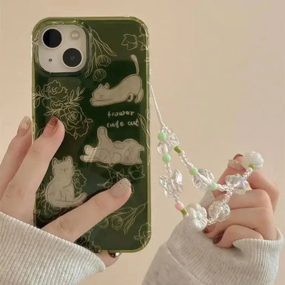 Feather Yarn Green Sketch Cat Phone Case
