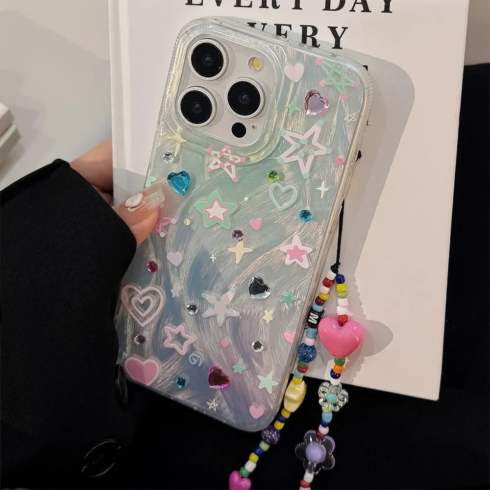 Colorful Stars Ins Shiny Bling Bling Shockproof  Shone Case For iPhone