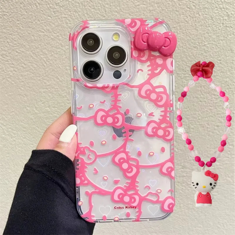 Sanrio Hello Kitty Bow Full Screen Phone Case For iPhone