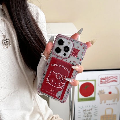 Cute Flower Hello Kitty Card Slot Bag Holder Phone Case