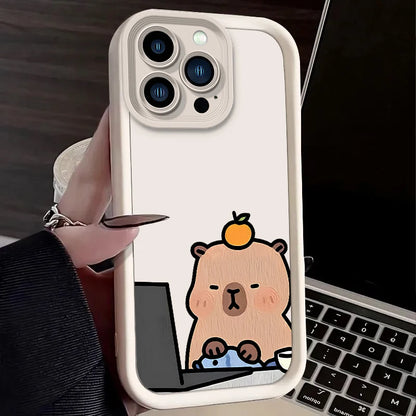 Moonlit Night Healing Cartoon Capybara Case For iPhone