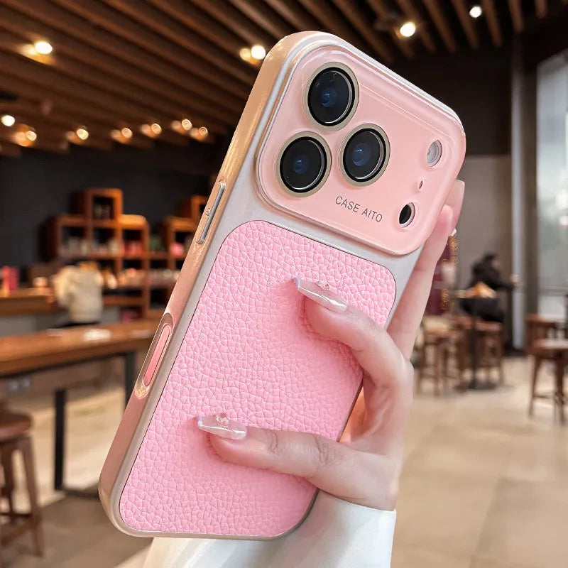 Luxury Lichee Leather Large Window Case For iPhone