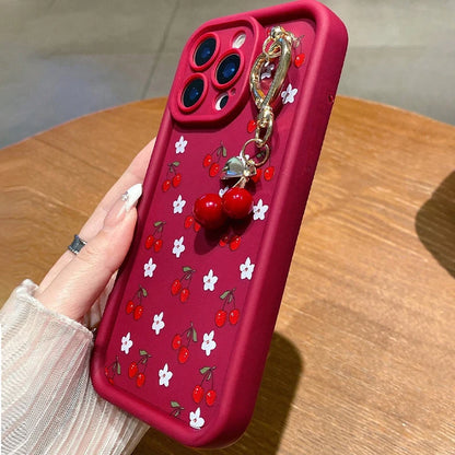 Cute 3D Cherry Pendant Charm Pattern Phone Case For iPhone