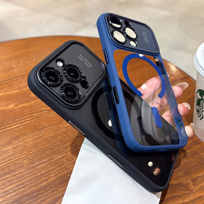 Luxury Magnetic Slim Matte Metal Lens Protector Phone Case For iPhone