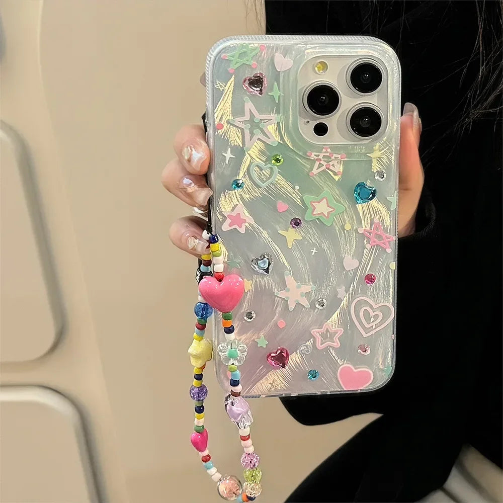 Colorful Stars Ins Shiny Bling Bling Shockproof  Shone Case For iPhone