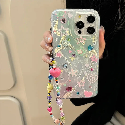 Colorful Stars Ins Shiny Bling Bling Shockproof  Shone Case For iPhone
