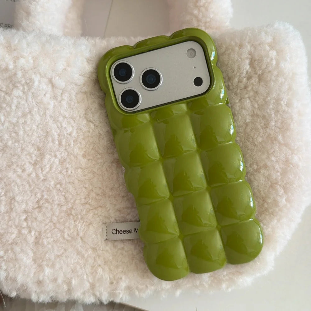 Cartoon Lattice 3D Block Plating Case  For iPhone