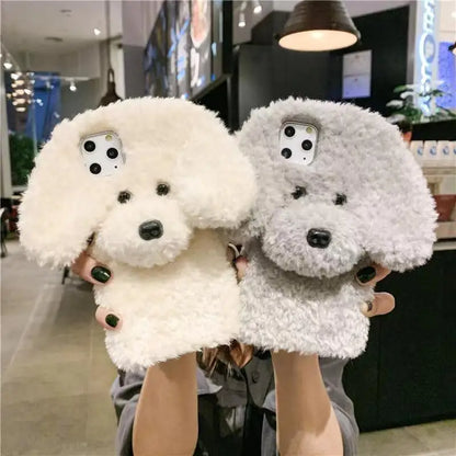 3D Teddy Dog Fluffy Phone Case For iPhone