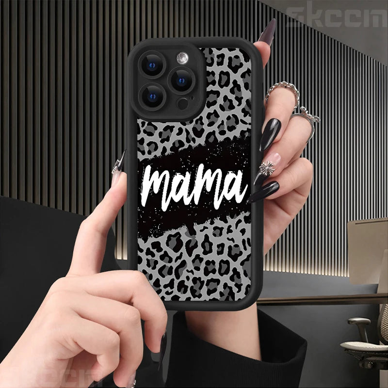 Leopard Print Mom Letter Patter Phone Case For iPhone
