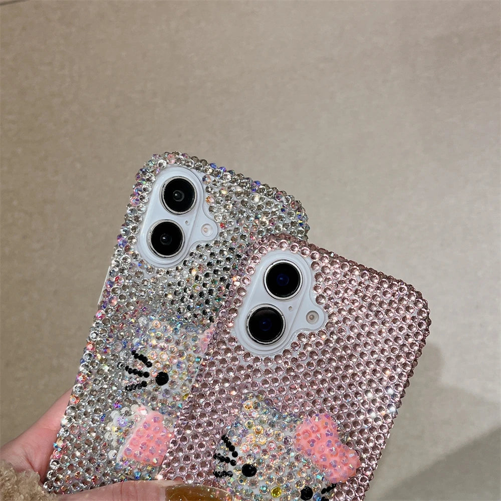 Fashion Girl Pink Crystal Glitter Cute Hello Kitty Diamond Bling Phone Case