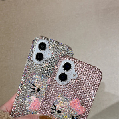 Fashion Girl Pink Crystal Glitter Cute Hello Kitty Diamond Bling Phone Case