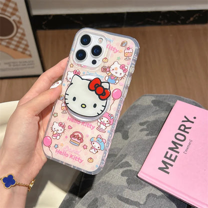 Kawaii Sweet Cake Hellokitty Glitter Magnetic Phone Case For iPhone