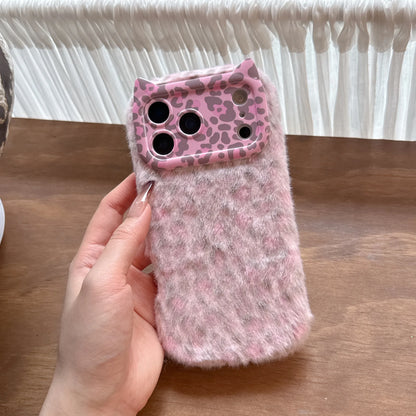 Plush Leopard Phone Case For iPhone