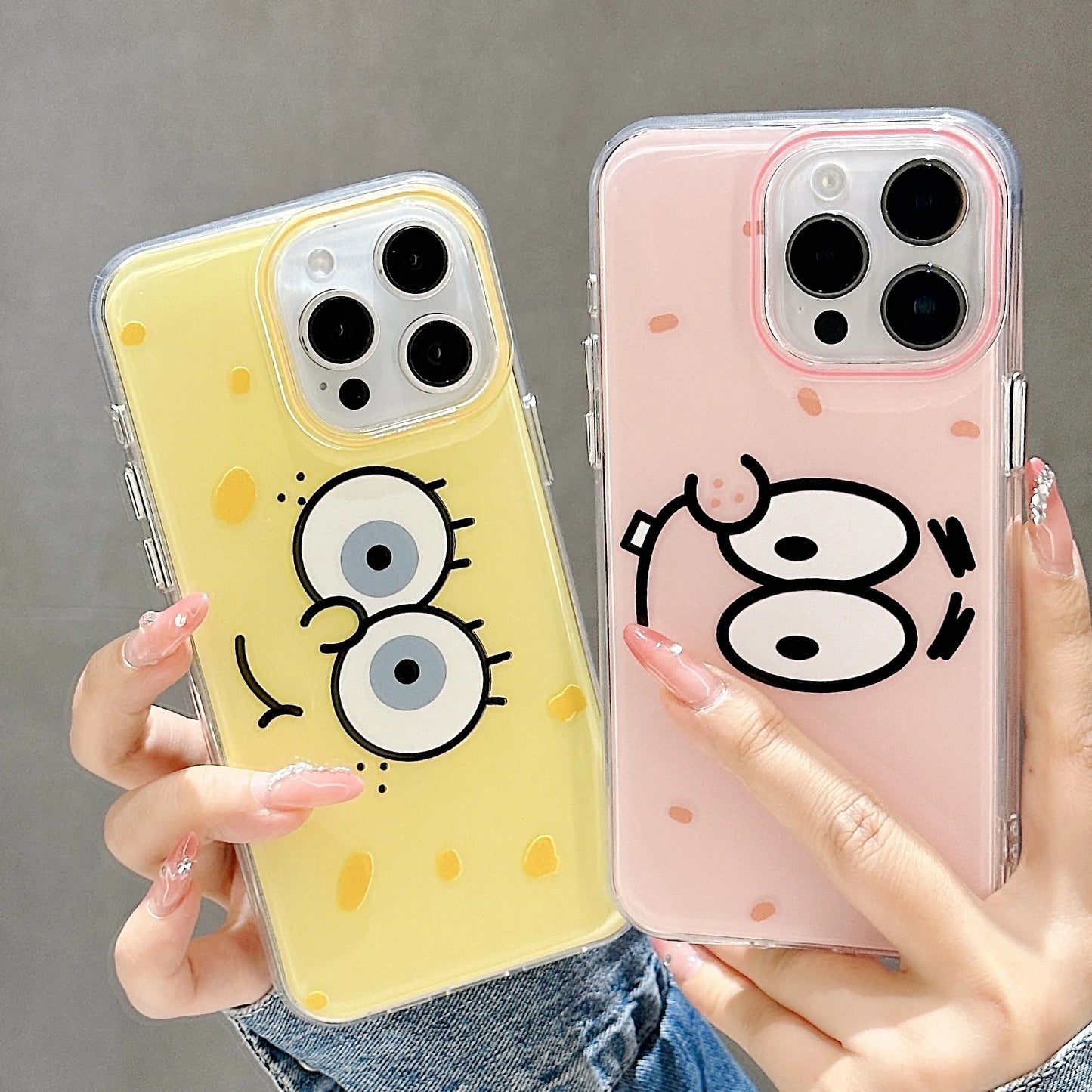 Korean Cute Cartoon Spongebob SquarePants Couple Phone Case For iPhone