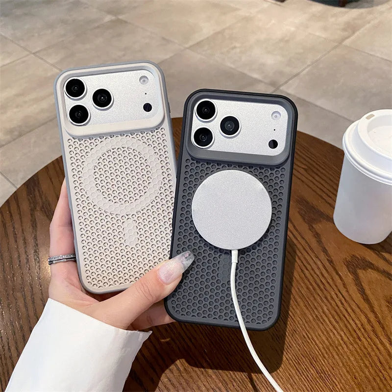 Luxury Solid Colors Heat Dissipation Mesh Phone Case For iPhone
