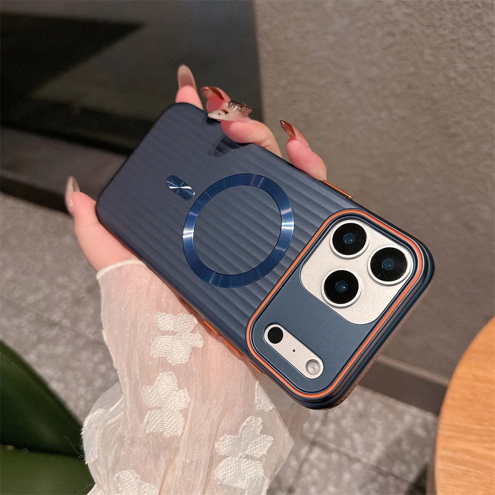 Luxury Striped Matte Magnetic Phone Case For iPhone