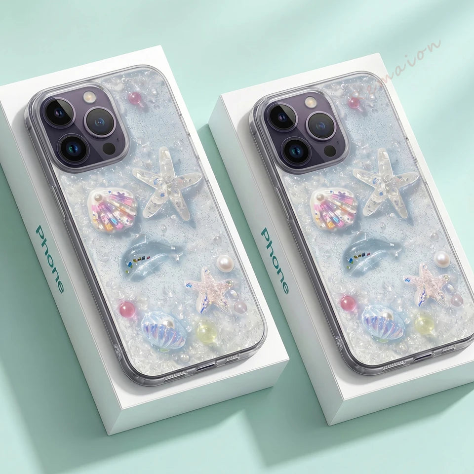 Bling Bling Glitter 3D Cute Starfish Phone Case For iPhone