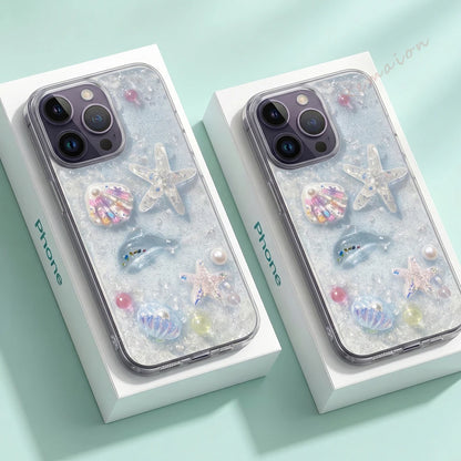 Bling Bling Glitter 3D Cute Starfish Phone Case For iPhone