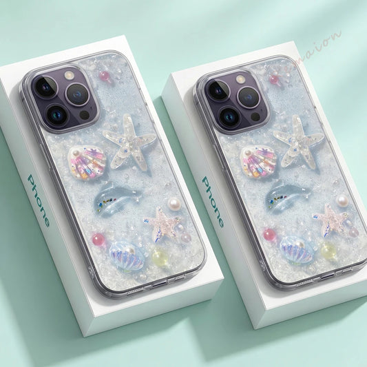 Bling Bling Glitter 3D Cute Starfish Phone Case For iPhone