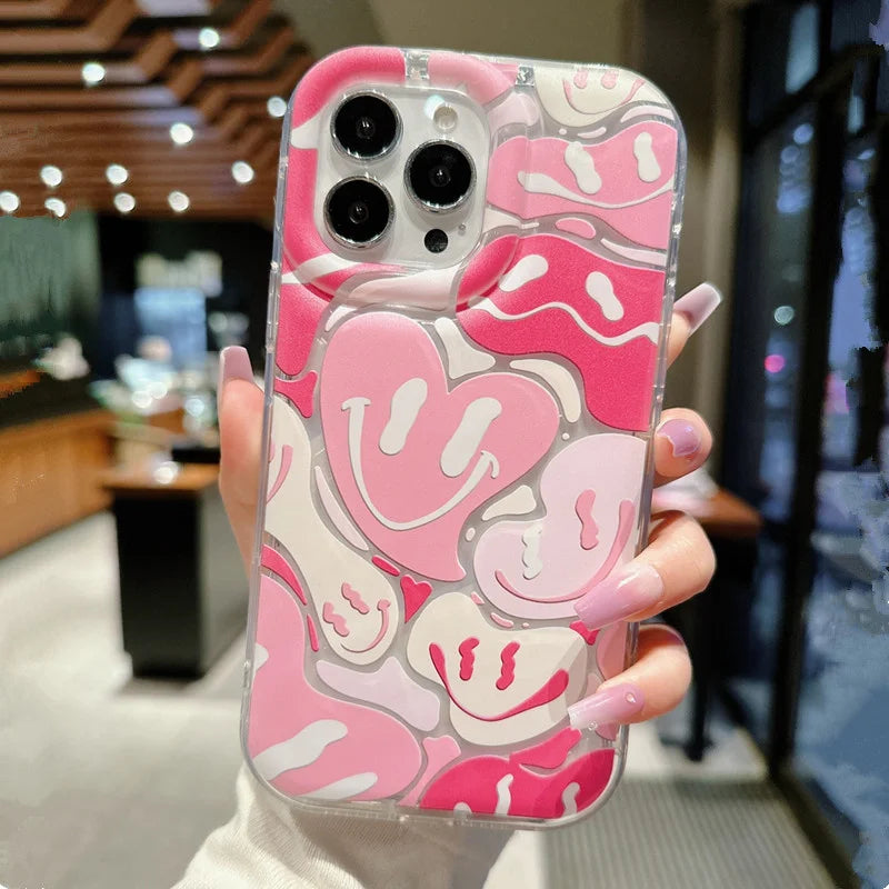 Minimalist Pink Heart-shaped Smile Phone Case