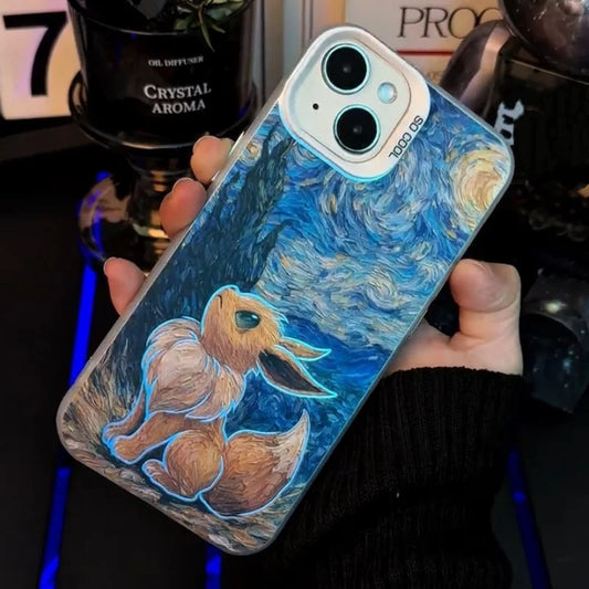 Cute Eevee Moon OilPainting Phone Case For iPhone