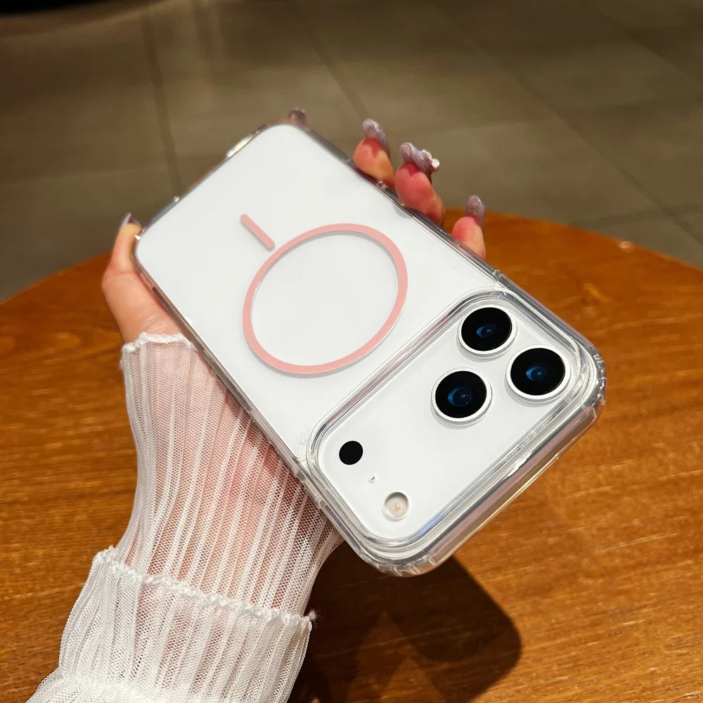 For magsafe Wireless Charge Acrylic Phone Case For iPhone