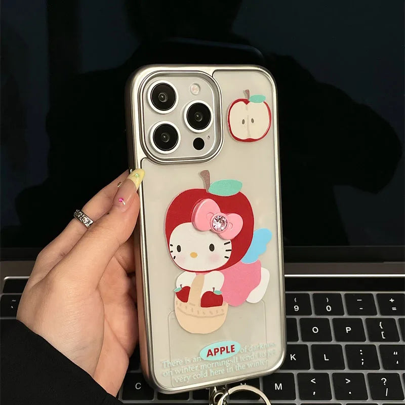 Fly Hello Kitty Apple Pink Bow Strap Phone Case For iPhone