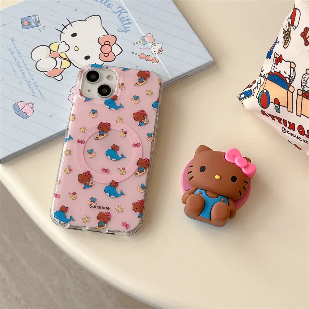 Hello Kitty Cat Magnetic Stand Pink Phone Case