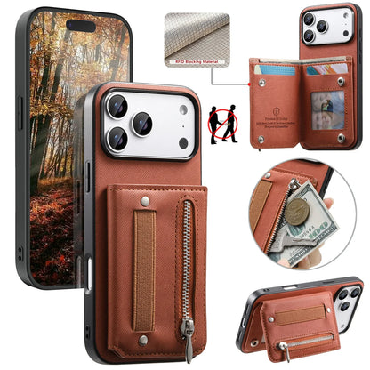 Wrist Strap Flip Rfid Wallet with Card Holder Phone Case  For iPhone