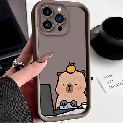 Moonlit Night Healing Cartoon Capybara Case For iPhone