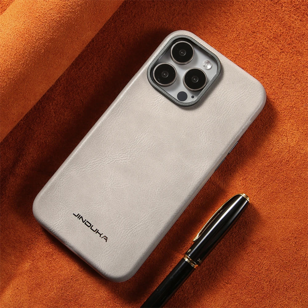 Luxury Ultra Thin Slim Leather For Magsafe Phone Case For iPhone