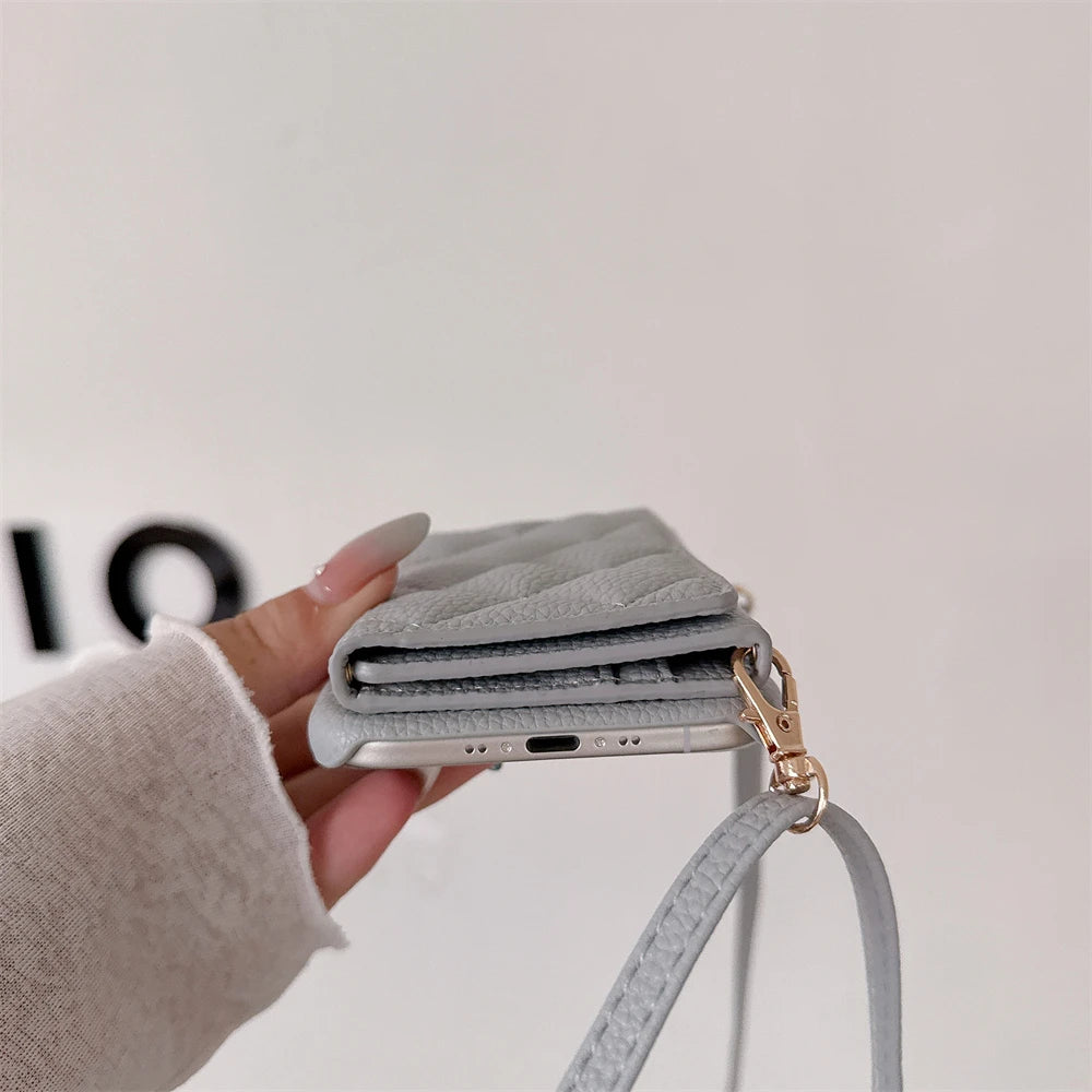 Crossbody Lanyard Card Slot Holder Case For iPhone
